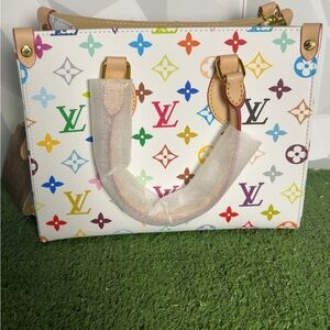 Louis Vuitton X Takashi Murukami white Tote bag with multicolored monogram